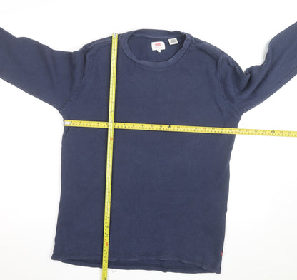 Levi's Men's Blue Waffle-Knit Cotton Jumper Size S