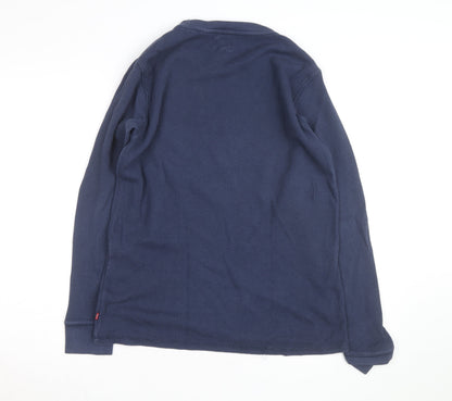 Levi's Men's Blue Waffle-Knit Cotton Jumper Size S