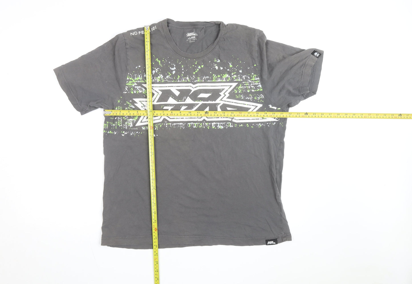 No Fear Men's Grey Graphic Cotton T-Shirt Size L