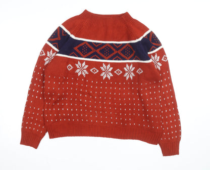 Vintage JCPenney Men’s Red Fair Isle Knit Jumper Small Classic Fit