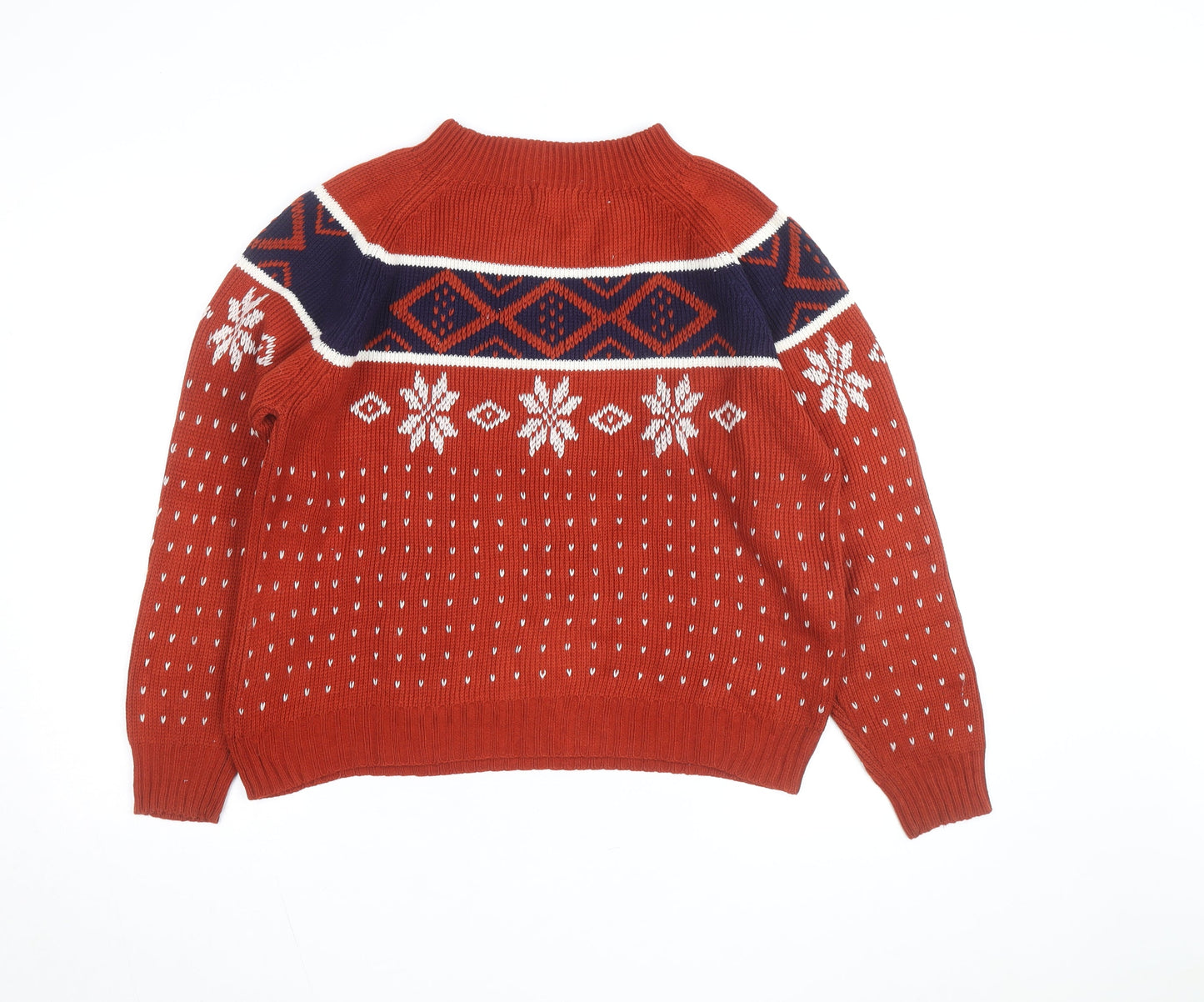 Vintage JCPenney Men’s Red Fair Isle Knit Jumper Small Classic Fit