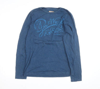 Petrol Industries Men's Blue Long Sleeve Cotton Graphic Top M