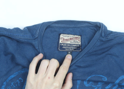 Petrol Industries Men's Blue Long Sleeve Cotton Graphic Top M