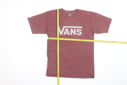 Vans Men's Red Crew Neck Short Sleeve Graphic T-Shirt Size S
