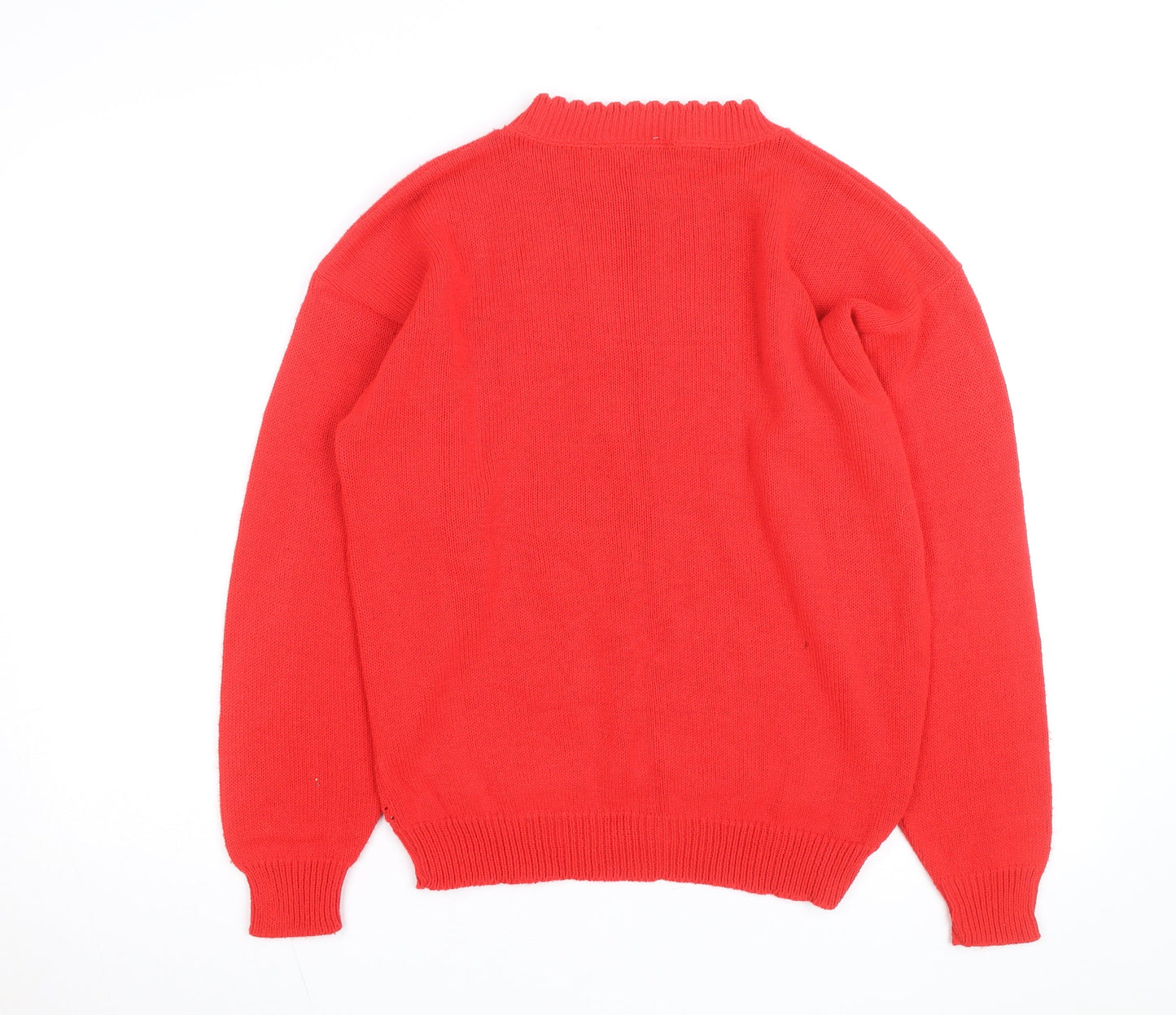 Cabin Creek Womens Red Embroidered Cotton Pullover Jumper M