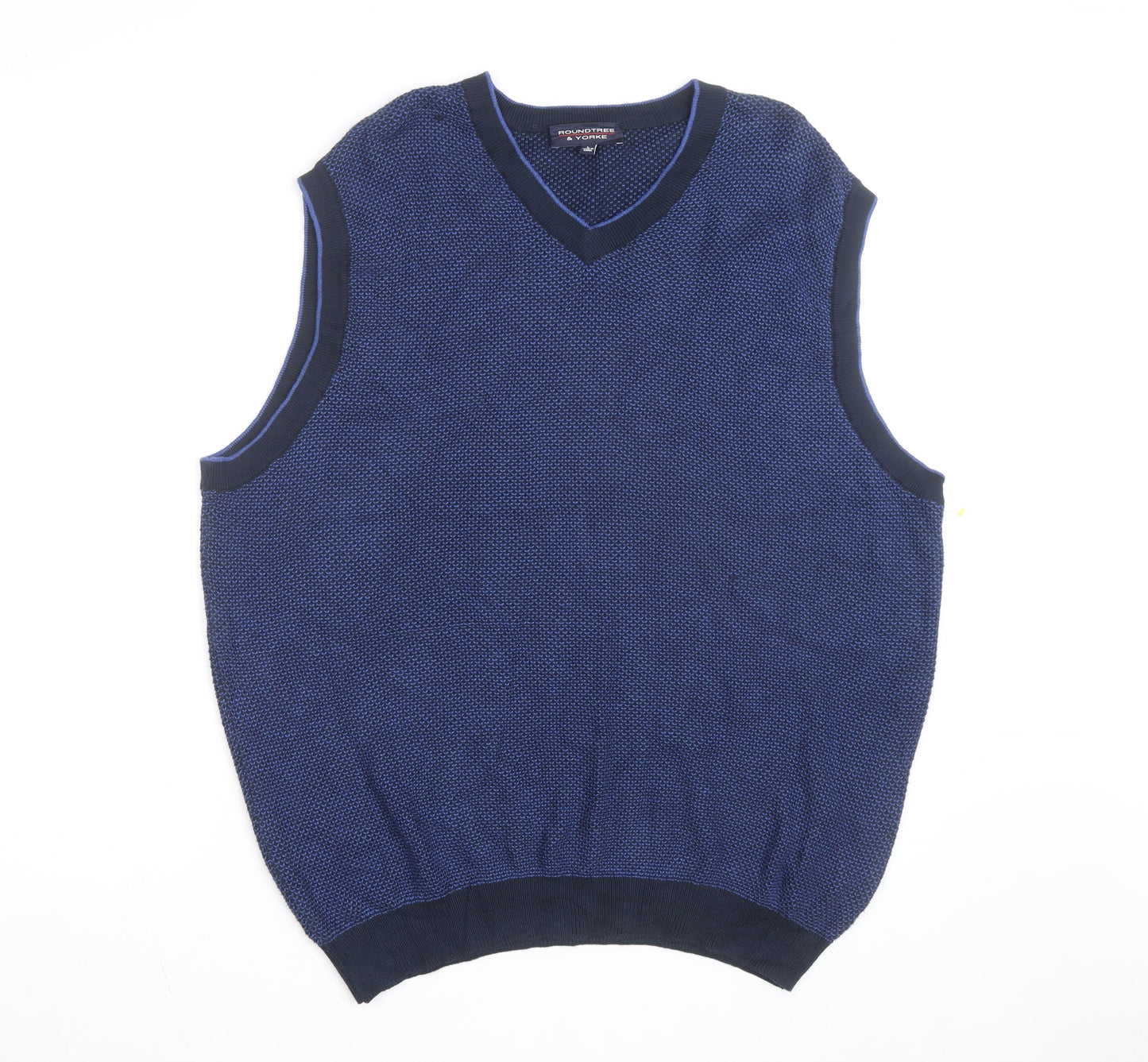 Roundtree & Yorke Men's Blue Cotton Sleeveless V-Neck Vest Size L
