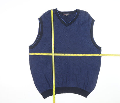 Roundtree & Yorke Men's Blue Cotton Sleeveless V-Neck Vest Size L