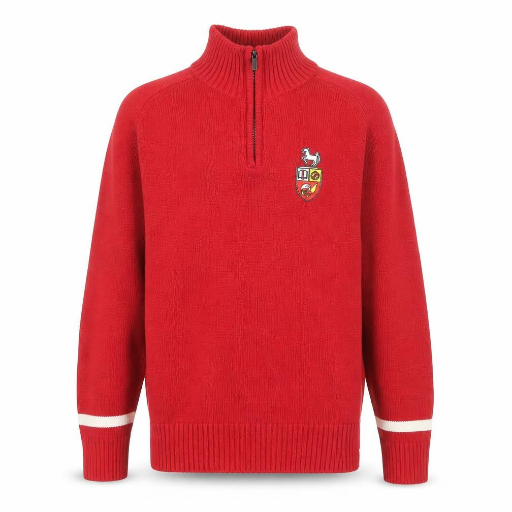 Bruzer Men’s Red 1/4 Zip Knit Jumper Embroidered Small Cotton Blend
