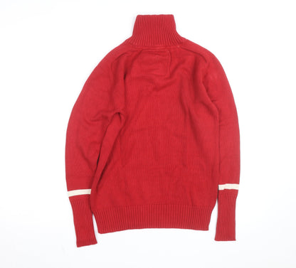 Bruzer Men’s Red 1/4 Zip Knit Jumper Embroidered Small Cotton Blend