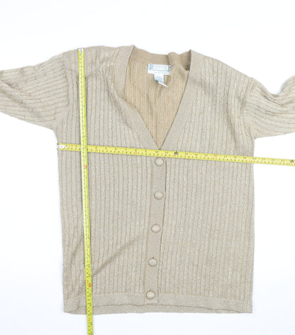 Braemar Petites by Jeremy Scott Beige V-Neck Knit Cardigan S