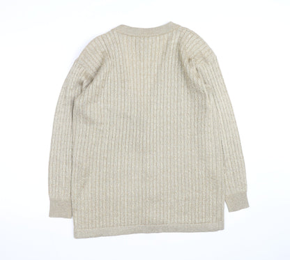 Braemar Petites by Jeremy Scott Beige V-Neck Knit Cardigan S
