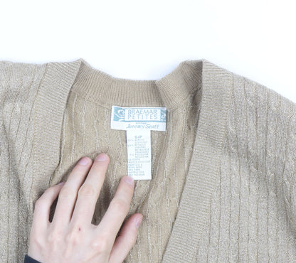 Braemar Petites by Jeremy Scott Beige V-Neck Knit Cardigan S