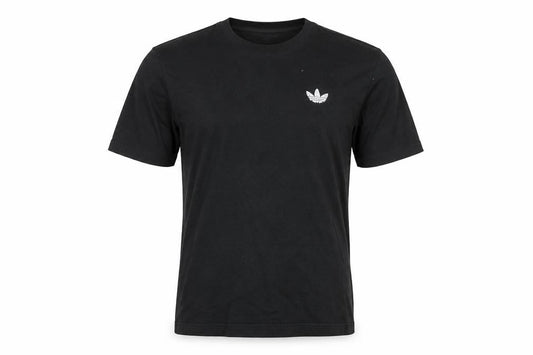Front view of Adidas Men's Black Graphic Logo Cotton T-Shirt, size S