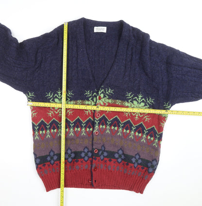 United Colors of Benetton Men's Multicoloured Wool Fair Isle Cardigan L