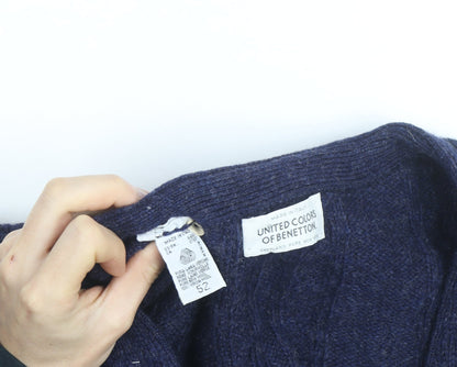 United Colors of Benetton Men's Multicoloured Wool Fair Isle Cardigan L