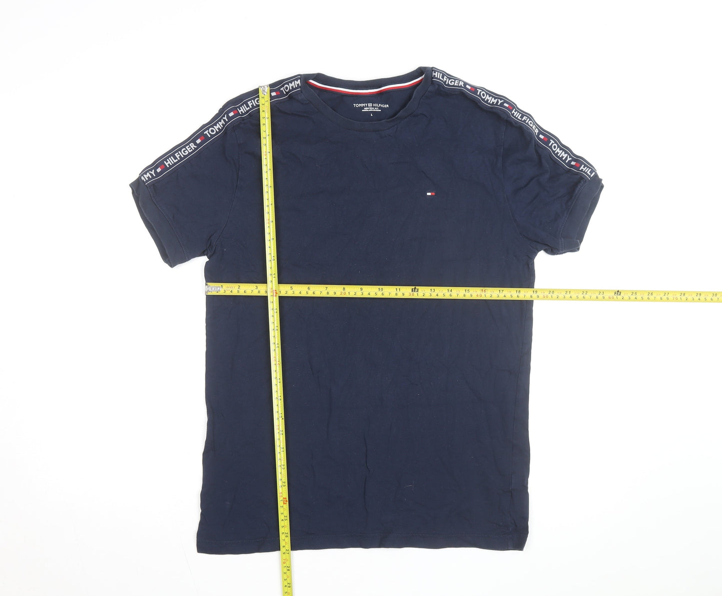 Tommy Hilfiger Men's Blue L Jersey Crew Neck Logo T-Shirt