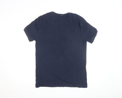Tommy Hilfiger Men's Blue L Jersey Crew Neck Logo T-Shirt