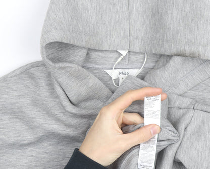 Marks and Spencer Mens Grey XL Pullover Hoodie Cotton Blend
