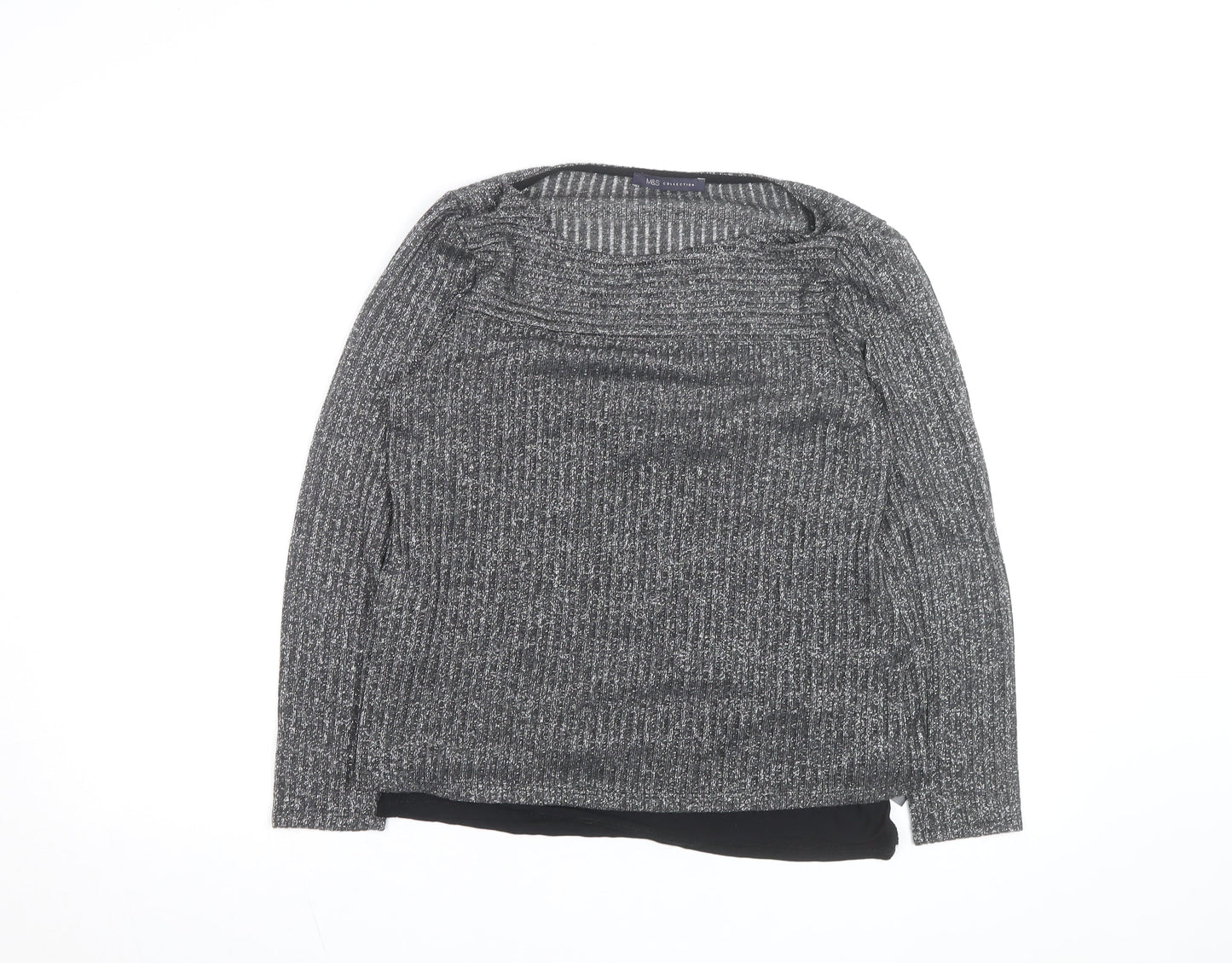 Marks and Spencer Women Silver Knit Long Sleeve Jumper Size 12