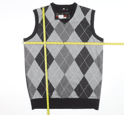 Red Rhino Men's Grey Argyle Sleeveless V-Neck Vest XL
