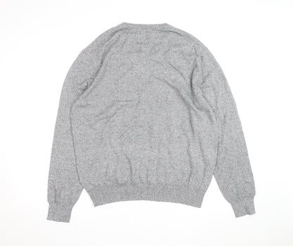 St. John's Bay Men’s Grey V-Neck Cotton Blend Pullover Jumper Size L