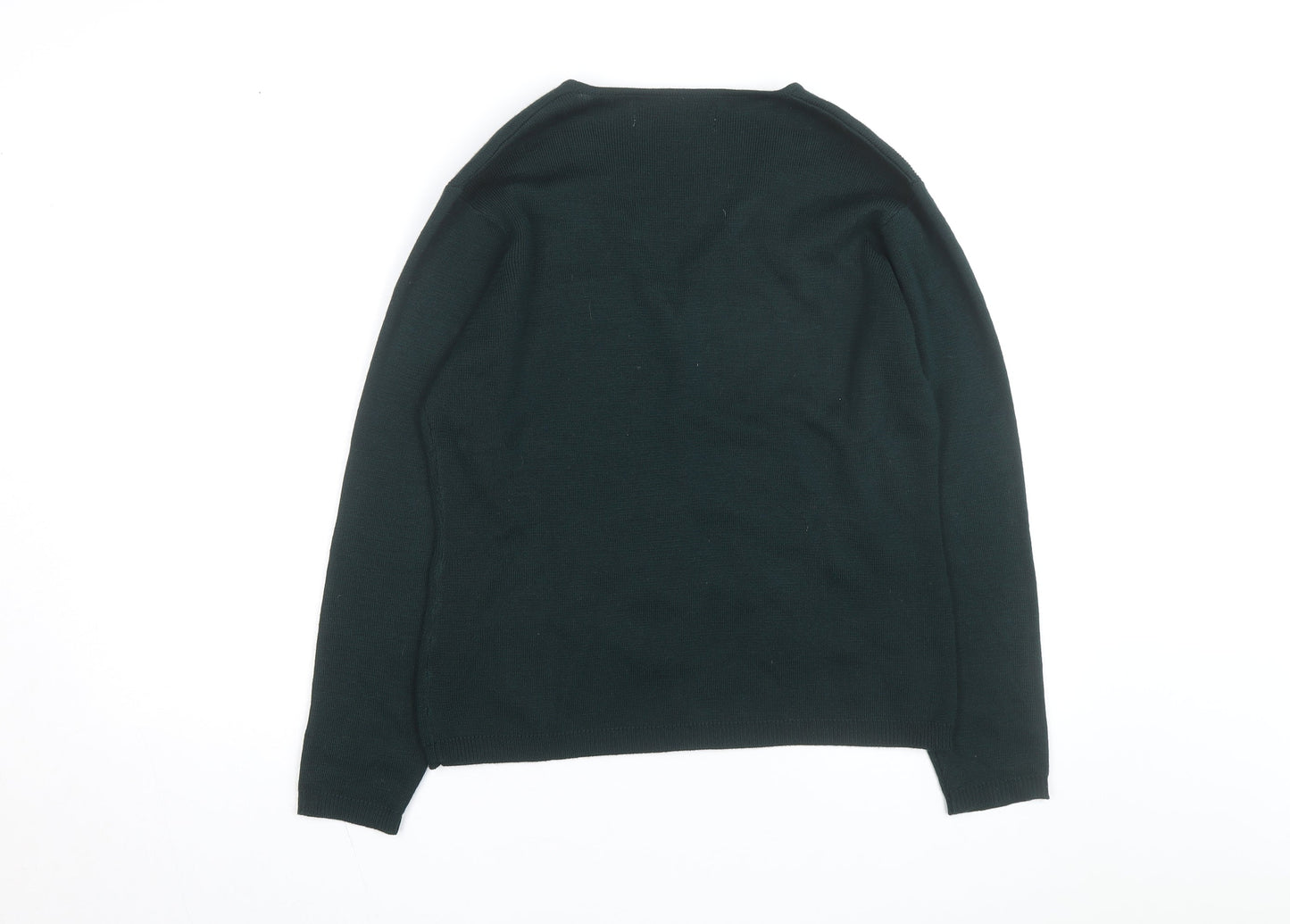 Le Gary Men's Green Wool Embroidered Cardigan M Classic Fit