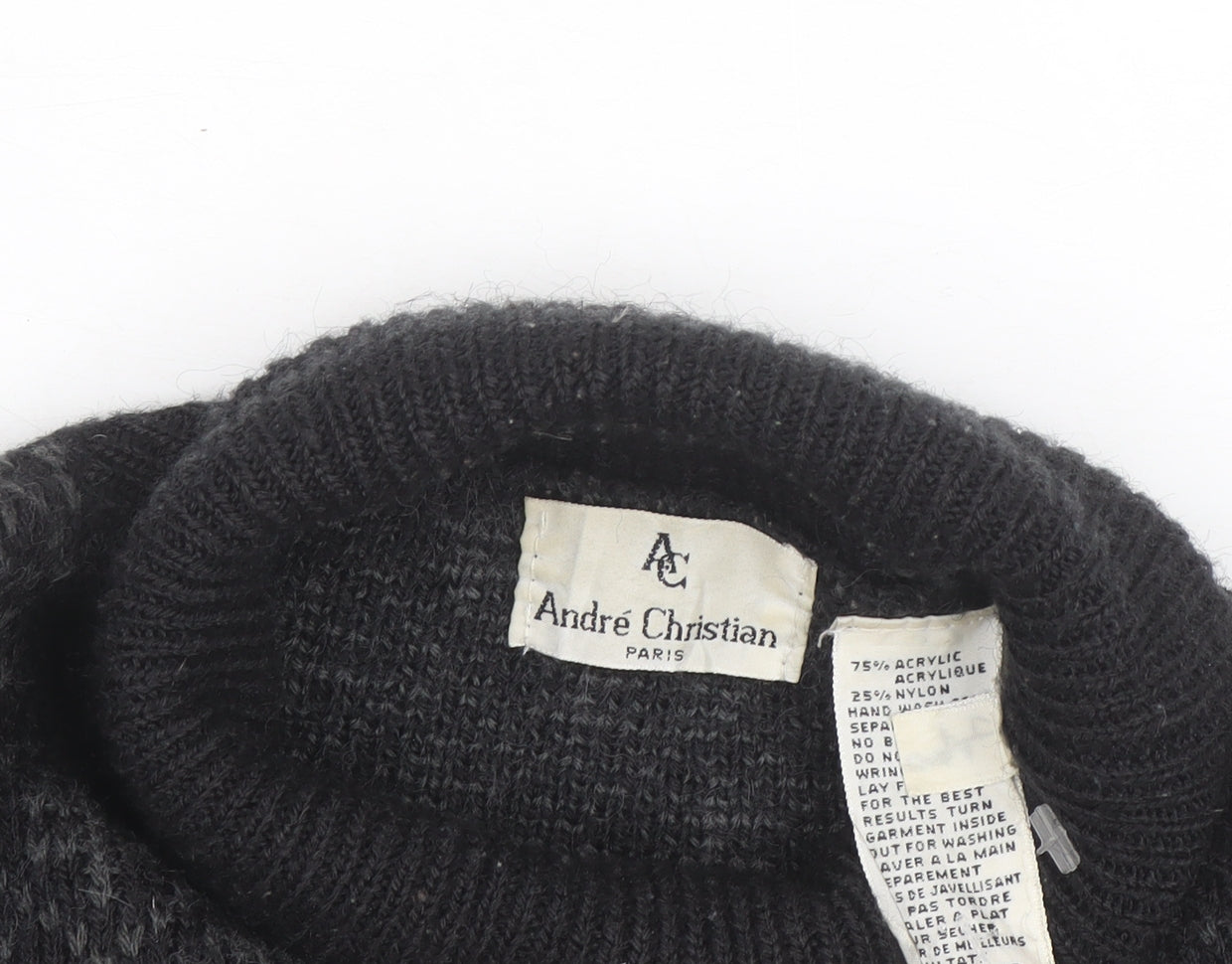 André Christian Men's Black Roll Neck Geometric Knit Jumper M