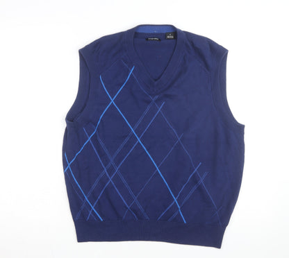 PING Men's Blue Argyle Cotton Golf Vest Jumper Size M