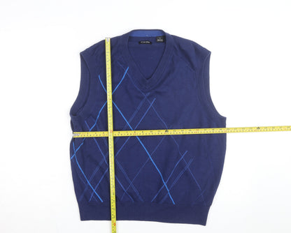 PING Men's Blue Argyle Cotton Golf Vest Jumper Size M