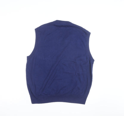 PING Men's Blue Argyle Cotton Golf Vest Jumper Size M