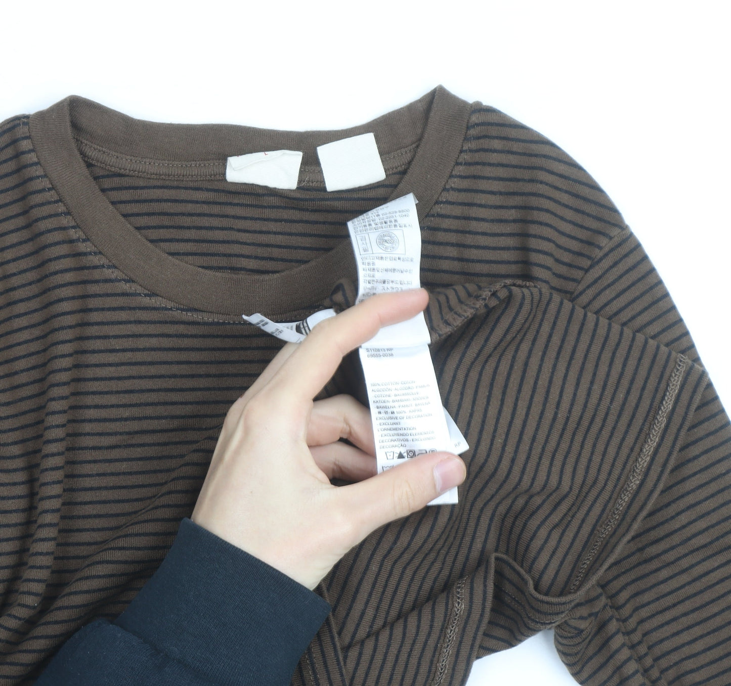 Levi's Girls Brown Striped Long Sleeve T-Shirt Size L Cotton Casual Top
