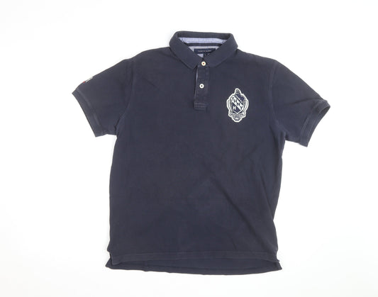 Tommy Hilfiger Men's Blue Slim Fit Polo Shirt XL Embroidered Logo