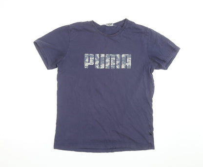 Puma Men's Blue Graphic Print Crew Neck Cotton T-Shirt M