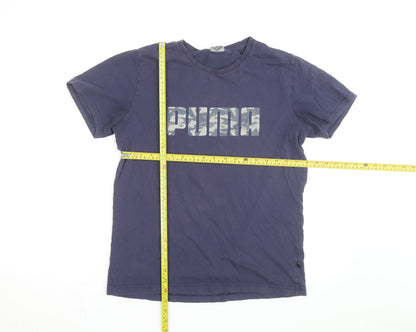 Puma Men's Blue Graphic Print Crew Neck Cotton T-Shirt M