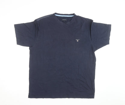 GANT Men's Blue Cotton Crew Neck Short Sleeve T-Shirt L