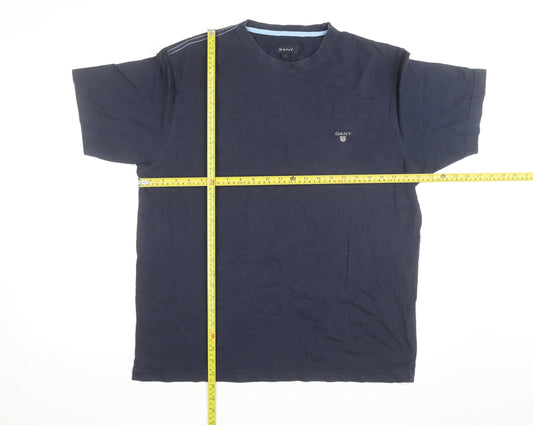 GANT Men's Blue Cotton Crew Neck Short Sleeve T-Shirt L