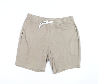 US ATH Men’s Beige Sweat Shorts Size L Jersey Cotton Blend