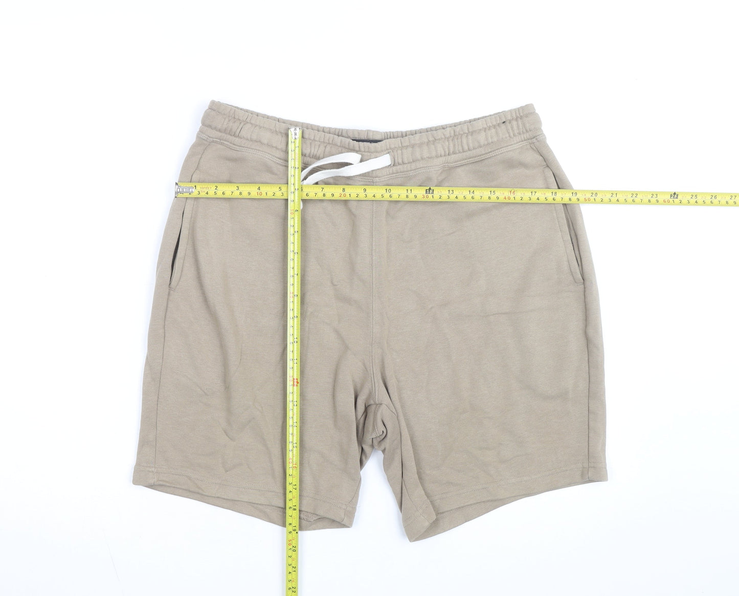US ATH Men’s Beige Sweat Shorts Size L Jersey Cotton Blend