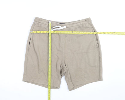 US ATH Men’s Beige Sweat Shorts Size L Jersey Cotton Blend