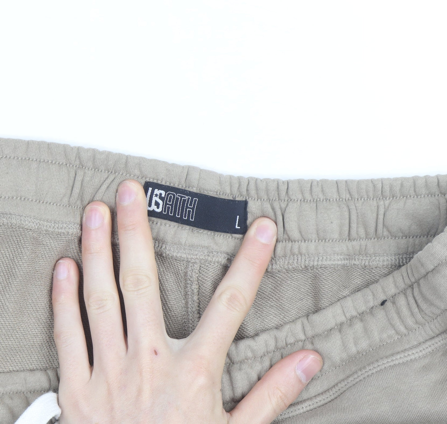 US ATH Men’s Beige Sweat Shorts Size L Jersey Cotton Blend