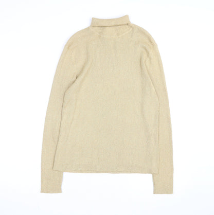 Epogee Womens Beige Roll Neck Long Sleeve Knit Pullover Jumper Medium