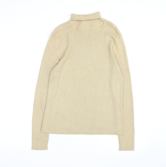 Epogee Womens Beige Roll Neck Long Sleeve Knit Pullover Jumper Medium