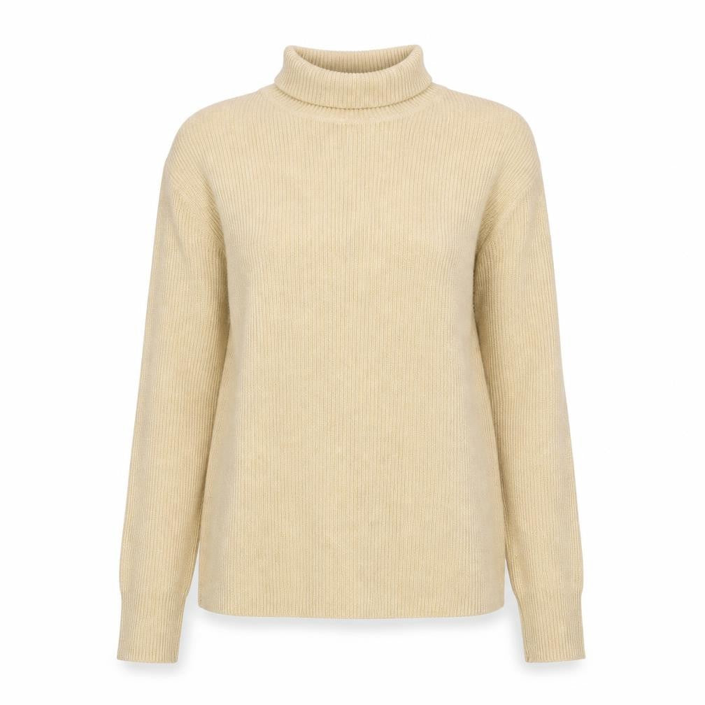 Epogee Womens Beige Roll Neck Long Sleeve Knit Pullover Jumper Medium