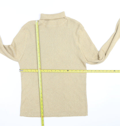 Epogee Womens Beige Roll Neck Long Sleeve Knit Pullover Jumper Medium