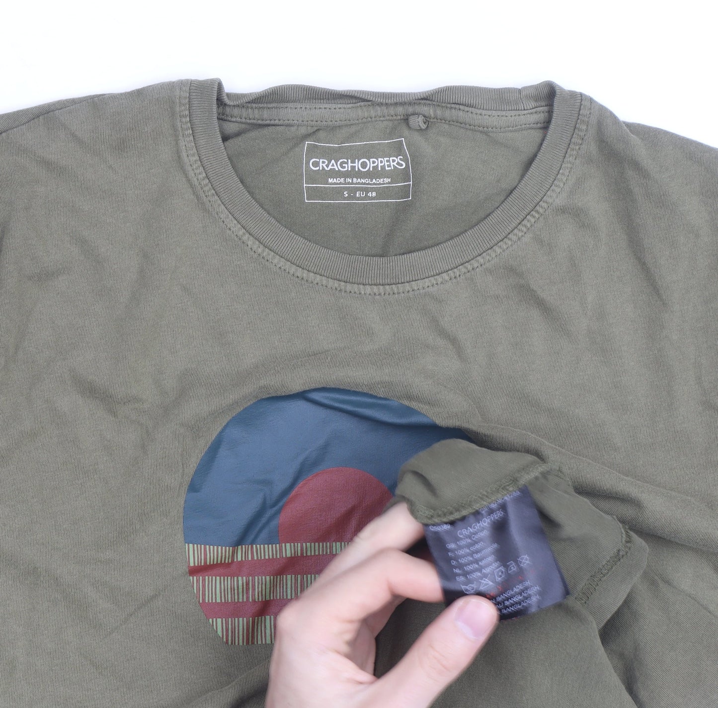 Craghoppers Men’s Green Graphic Print Cotton T-Shirt Size S