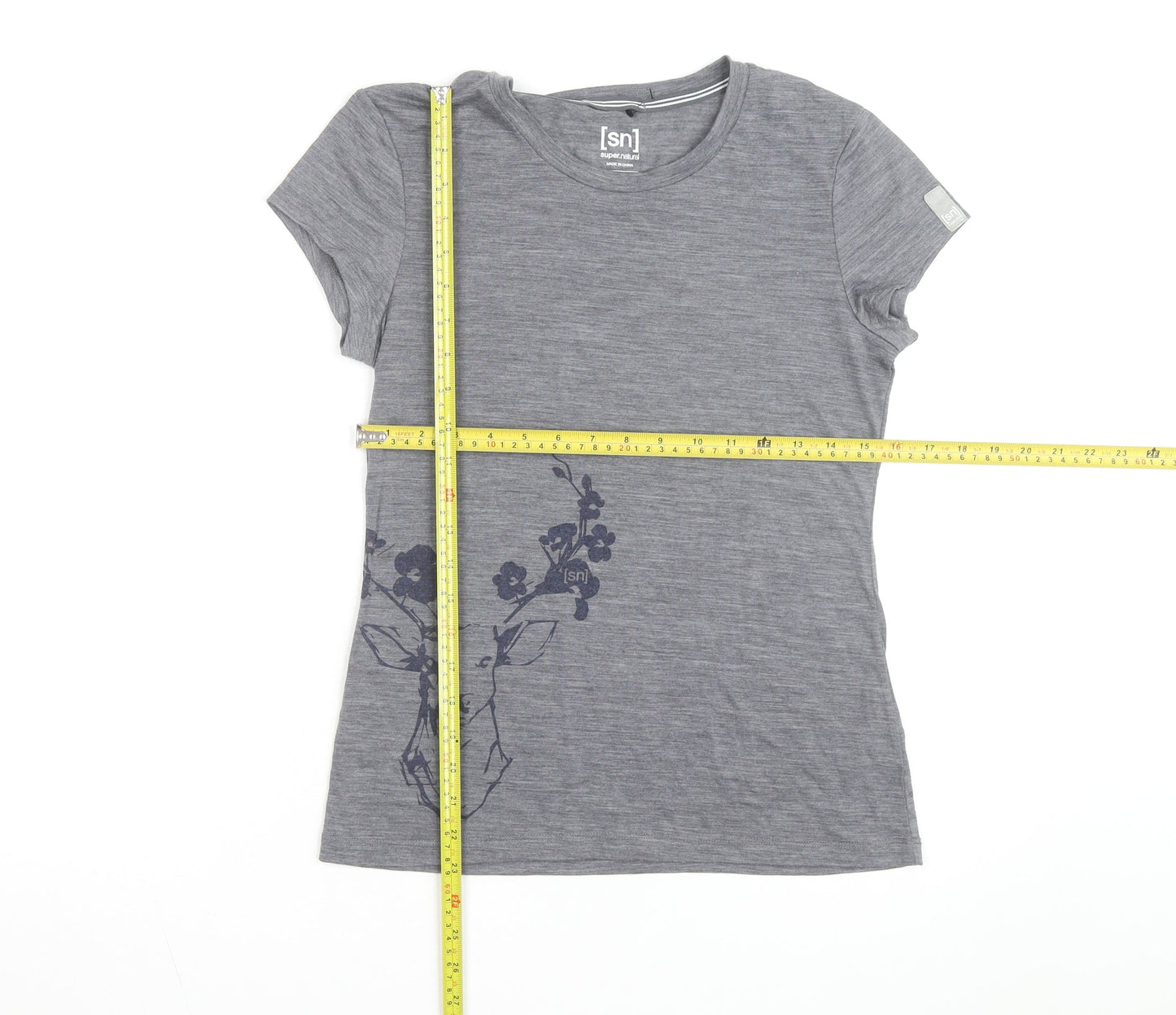 Super.Natural Women's Grey Merino Wool Blend Short Sleeve T-Shirt M