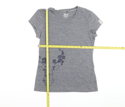 Super.Natural Women's Grey Merino Wool Blend Short Sleeve T-Shirt M