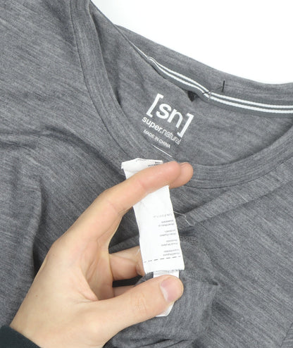 Super.Natural Women's Grey Merino Wool Blend Short Sleeve T-Shirt M