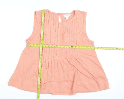 Marks and Spencer Women Pink Sleeveless Pleated Tunic Blouse Size 10