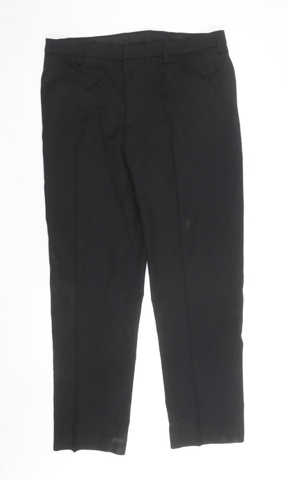 Marks and Spencer Men's Black 36R Regular Fit Dress Trousers